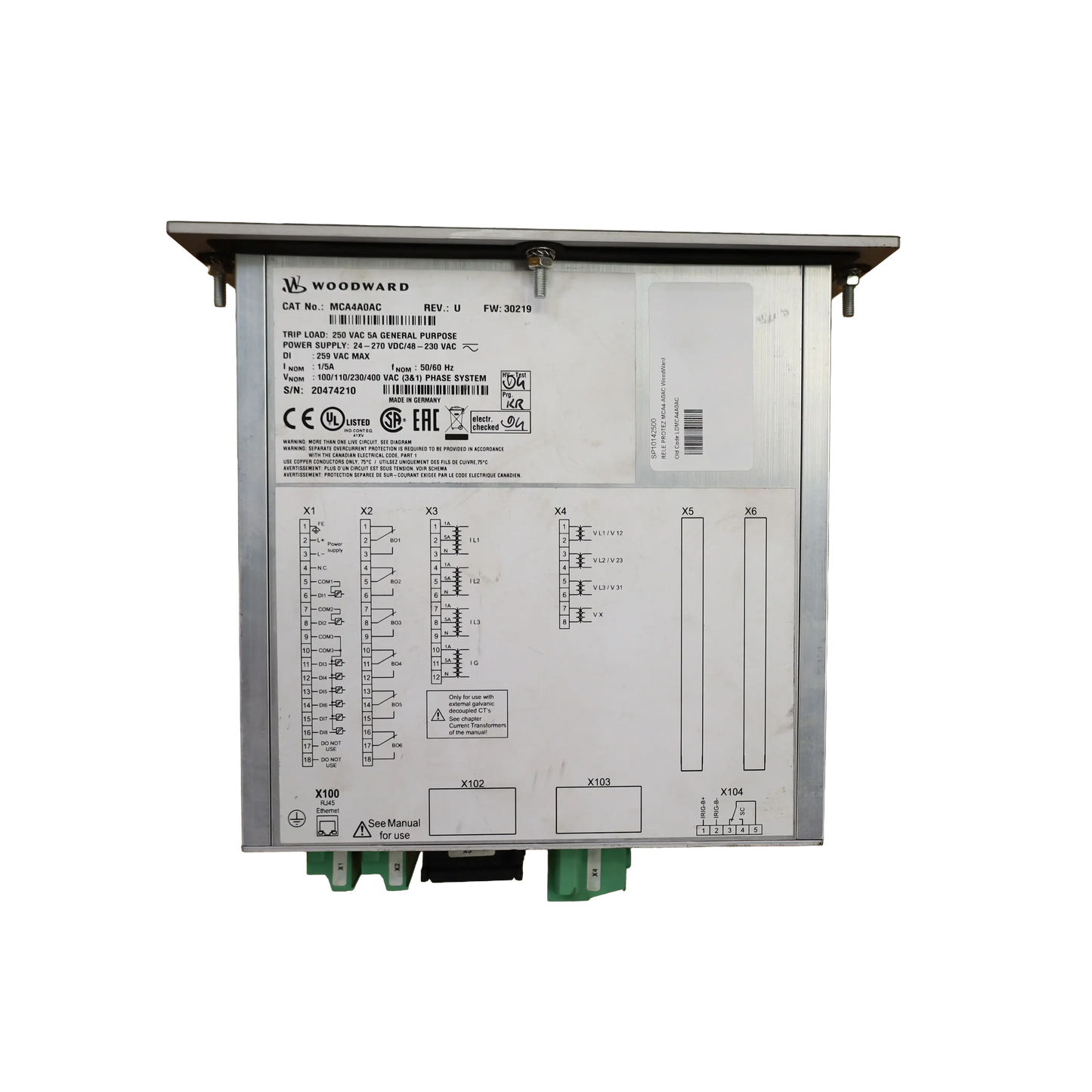 Woodward MCA4 A0AC Protection Relay - Turner MCS (LDMCA4A0AC)