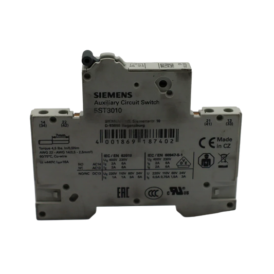 Contact auxiliaire 1F+1O - Siemens (5ST3010)
