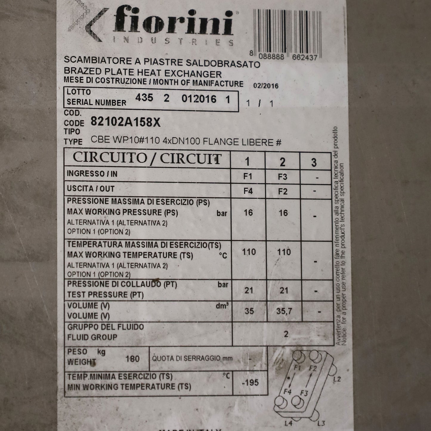 Intercambiador de calor de agua SALDOB WP10-110 FL.LI.DN100 (CBEWP10-110)
