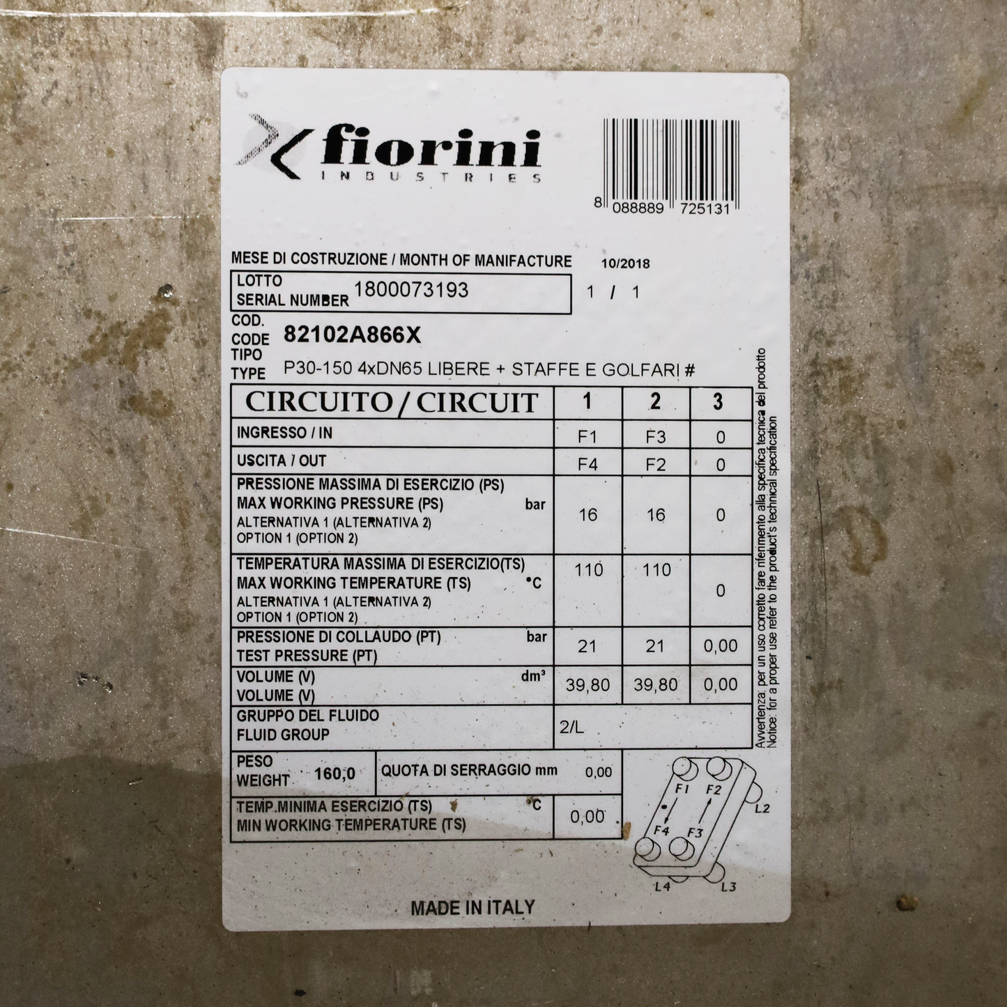 Scambiatore di calore H2O SALDOB P30-150 FL.LI.DN065 - Fiorini Industries (040-001-005-00088)