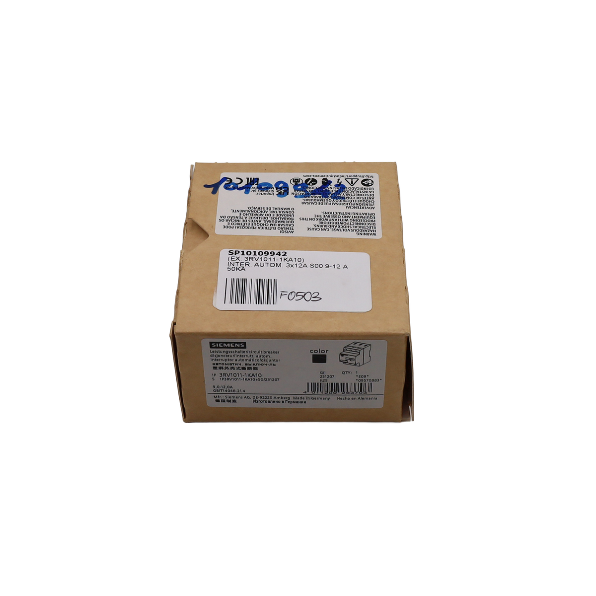 Interruttore automatico 3x12 A S00 9-12 A 50 KA - Siemens Italia (3RV1011-1KA10)