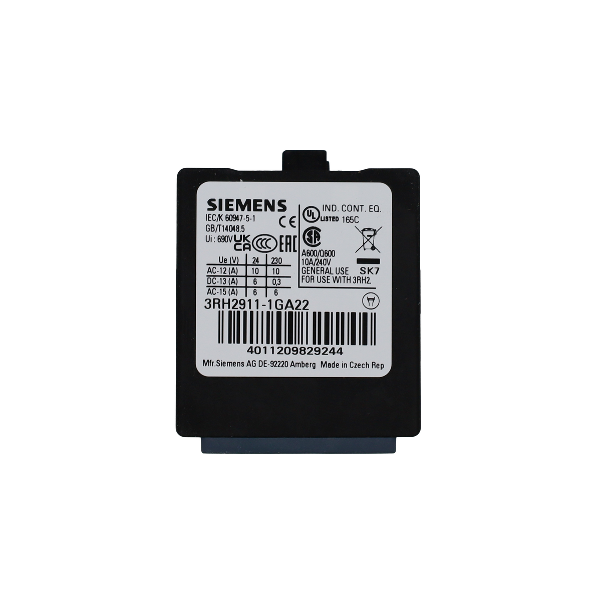 Blocco ausiliario 2NO+2NC per 3RH2140 e 3RH2240 - Siemens Italia (3RH2911-1GA22)