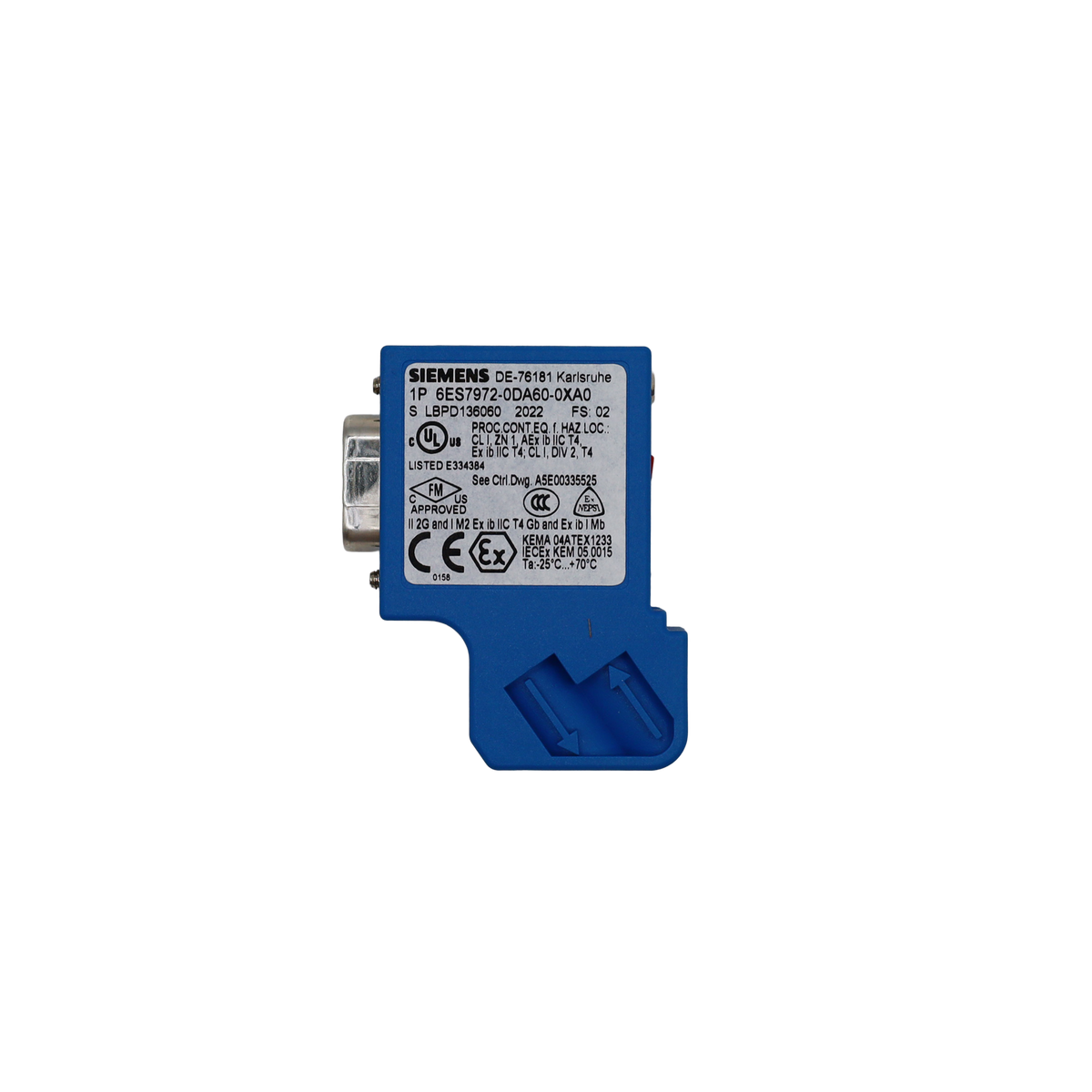 90° S5-S7 PROFIBUS Connector, Blue, Ex I - Siemens Italy (6ES7972-0DA60-0XA0)