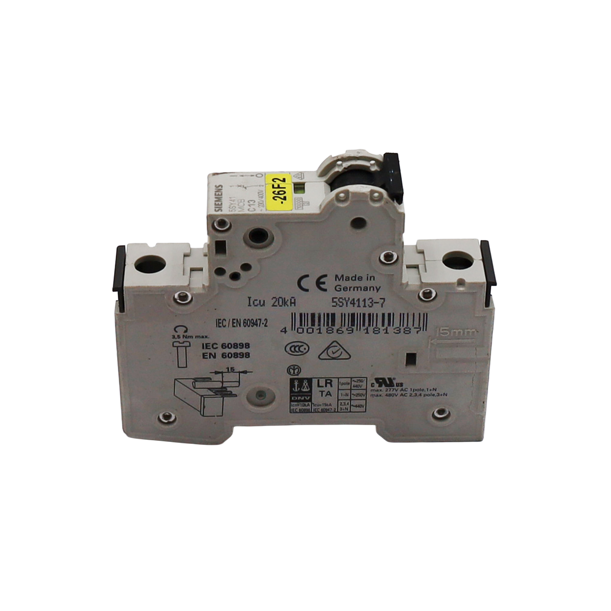 Interruptor automático 1P curva C 13 A 10 kA - Siemens Italia (5SY4113-7)