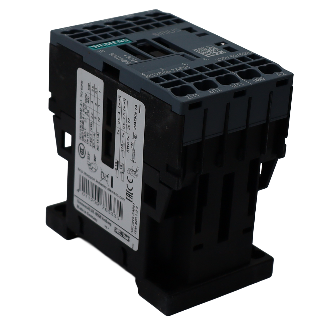 Contacteur S00 AC-3 9 A, 4kW/400V 1NO 230V 3P - Siemens Italia (3RT2016-2AP01)