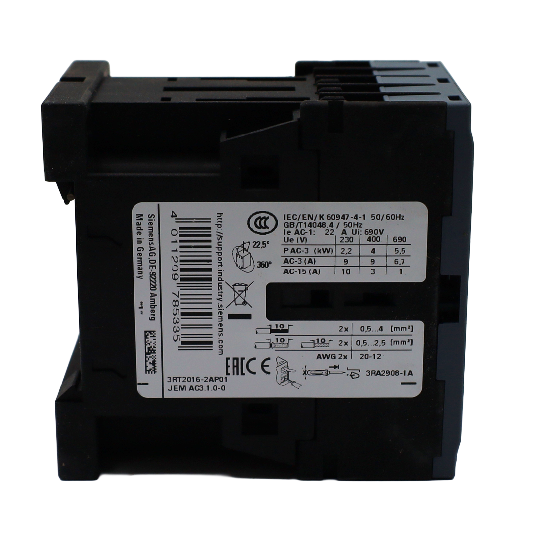 Contacteur S00 AC-3 9 A, 4kW/400V 1NO 230V 3P - Siemens Italia (3RT2016-2AP01)