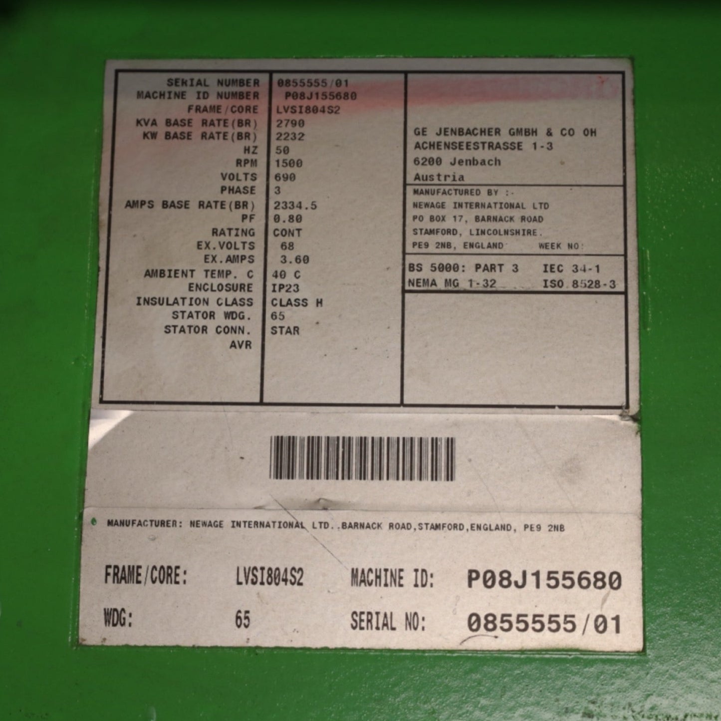 Alternatore LVSI804S2 STAMFORD (596838)
