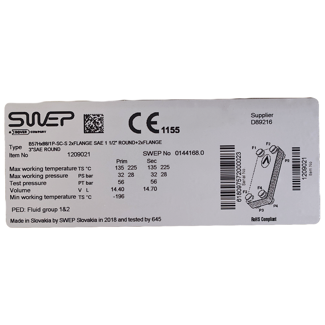 Intercambiador de calor B57Hx88/1P-SC-S (1209021)